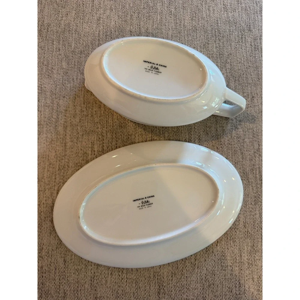 Imperial China Wild Flower Gravy Boat & Under Plate #745‎ W Dalton